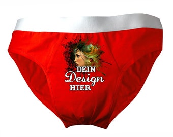 Men&#39;s briefs personalized with your desired motif, individually printed with text, logo, photo