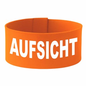 größenverstellbare Armbinde "AUFSICHT" | 5 cm Höhe | in 3 Größen | Sicherheits- & Werbeband | Schleife mit Klettband