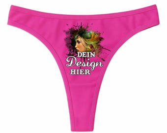 Personalisierter Damen String / Tanga mit Wunschdruck | Name, Foto, Text oder Logo | Geschenk für Sie, Valentinstag, Hochzeit, JGA