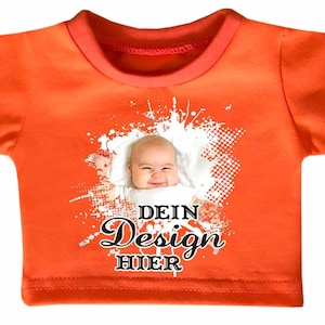 Teddy and doll mini T-shirt personalized with your desired print, individually printed with text, logo, photo