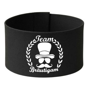 Brazalete ajustable "TEAM GROOM" | 10 cm de alto | en 3 tamaños | brazalete de seguridad y promocional | lazo con cierre de velcro