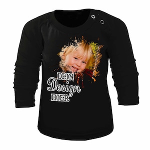 Baby & Kinder Langarm T-Shirt basic personalisiert mit deinem Wunschmotiv, individuell bedruckt mit Text, Logo, Foto
