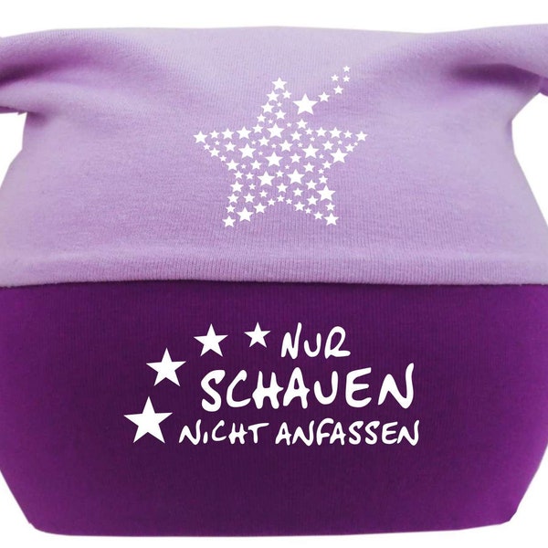 Kopftuch Babymütze Multicolor mit Nur schauen nicht anfassen