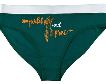 Damen Slip bedruckt mit dem Motiv Wild und frei