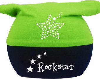 Hoofddoek baby muts multicolor met rockster