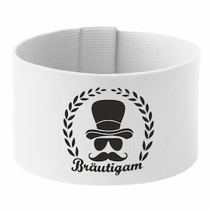 Brazalete ajustable "NOVIO/Corona" | 10 cm de alto | en 3 tamaños | brazalete de seguridad y promocional | lazo con cierre de velcro
