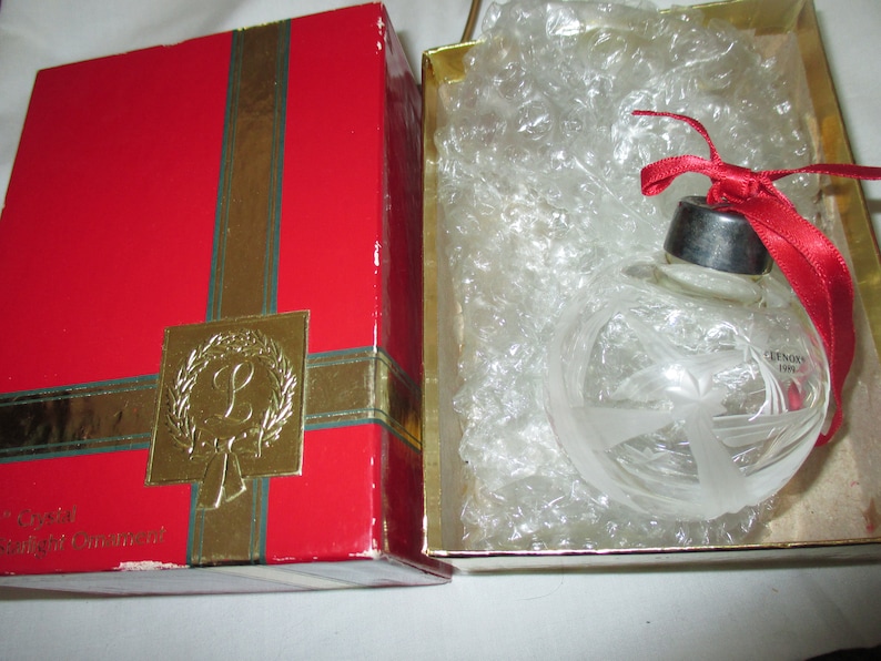 Vintage LENOX Cut CRYSTAL Ball STARLIGHT Christmas Ornament Old Stock MINt in Box!
