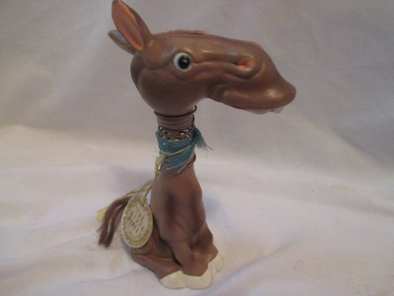 Very RARe LUGENES Japan OZARK Donkey BOBBLE Head Nodder Donkey Japan Cartoon Figurine Collectible Democrat Collectible ELECTIOn Time!
