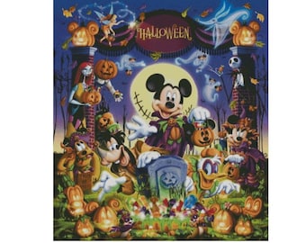 Halloween - PDF . Counted cross stitch  pattern . Digital design . Instant download .Cartoon . Mickey mouse  . DIY chart