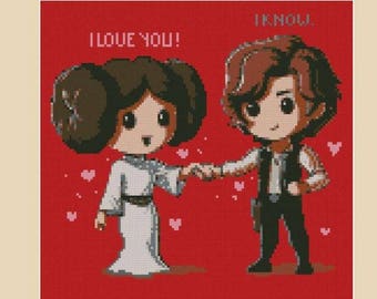 Liebe. Star Wars - PDF . Kreuzstichvorlage gezählt. Digitales Design. Sofortiger Download. Valentin . Ich liebe dich. Ich weiß