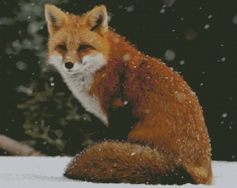 Fox - PDF . Counted Cross Stitch pattern . Digital design . Instant download . Winter . Snow. Forest . Animals . Wild . DIY chart