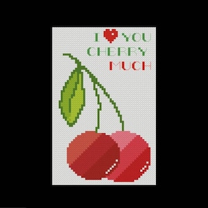 Cherry, Like, Love, You, Much, Wedding, Anniversary, Valentine's Gift, Funny, Fruits, cross stitch, pattern
