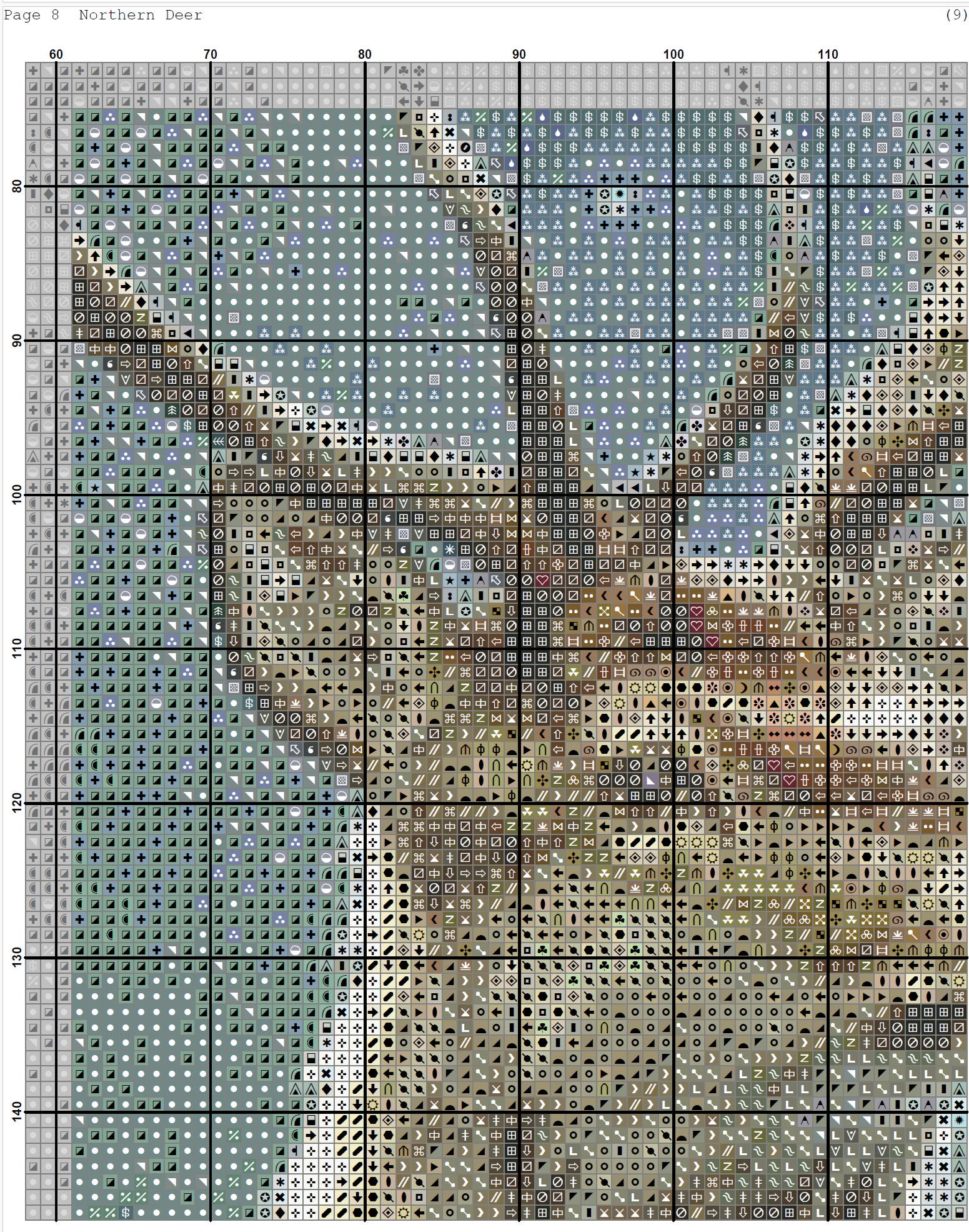 Northern Deer - PDF . Counted Cross Stitch Pattern . Digital Design ...