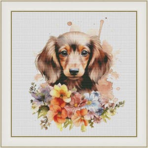Dachshund Puppy - PDF . Counted Cross stitch pattern . Digital design . Instant Download . DIY chart . Dog lover . Teckel . Dachshund DIY