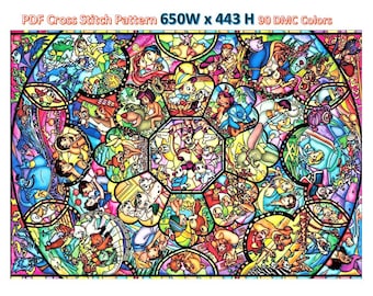 Heroes - PDF . Counted Cross Stitch Pattern . 650wX443h st. 90 Colors . Digital design . Instant download . Heroes . All characters
