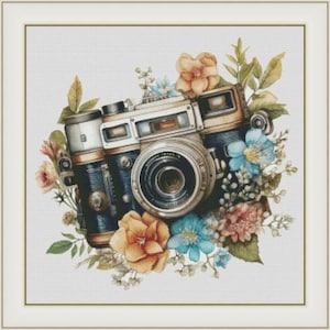 Cámara - PDF. Patrón de punto de cruz contado. Foto. Diseño digital. Gráfico DIY. Fácil de usar. Fotografía. Fotógrafo.