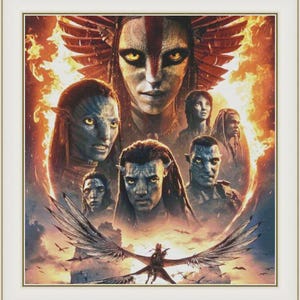 Avatar - Eld och aska PDF-korsstygnsmönster. Digital design. Direkt nedladdning. Mönsterhållningsvänlig. 550Bx591H. 120 färger