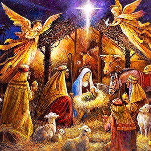 Nativity - PDF . Counted cross stitch . Pattern . Chart . Digital design . Instant download . Christmas . Jesus . Christ . Holly night