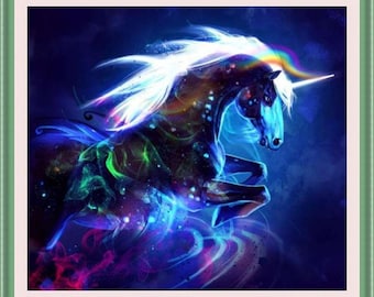 Unicorn - PDF . Counted Cross Stitch pattern . Digital design . Instant download