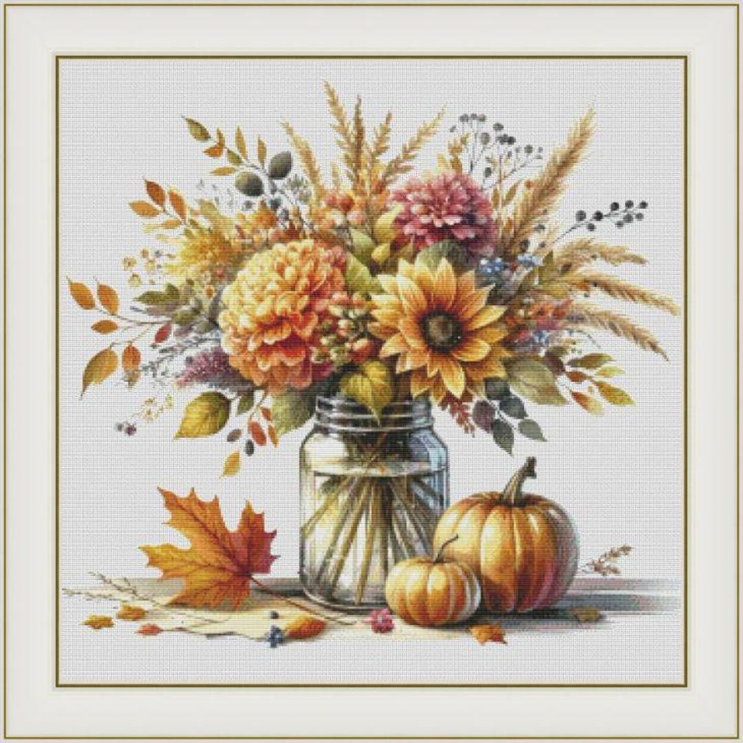 Autumn Bouquet - PDF . Counted Cross Stitch Pattern . Flower Bouquet ...