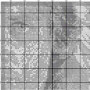 K&ouml;nnte beinhalten: Schwarzwei&szlig;es Pixel-Art-Design mit einer Vielzahl geometrischer Formen, darunter Quadrate, Kreise, Dreiecke und Rauten.