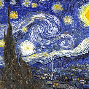 Starry Night - PDF . Counted cross stitch pattern . Digital design . Instant download . Van Gogh