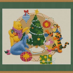 Christmas . Winnie and Friends - PDF . Counted cross stitch pattern . Digital Design . Instant download