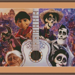 Coco - PDF . Patrón de punto de cruz contado . Diseño digital . Descarga instantánea . Gráfico DIY . Día de los muertos . Day of the dead .