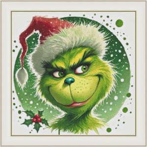 El Grinch - PDF. Patrón de punto de cruz contado. Diseño digital navideño. Descarga instantánea. El Grinch de Papá Noel. Navidad. Gráfico DIY.