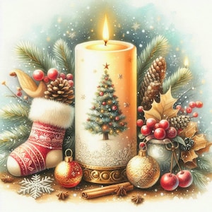 Vela de Natal - PDF . Padrão de ponto cruz contado . Design digital . Download instantâneo . Gráfico DIY . Compatível com Pattern Keeper . Inverno
