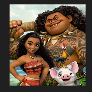 Moana - PDF . Counted cross stitch pattern . Digital design . Instant download . DYI chart . Princess Moana . Maui . Hei Hei . Tamatoa .