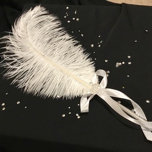 手作りダチョウ羽根ペン：ウェディングゲストブックペン