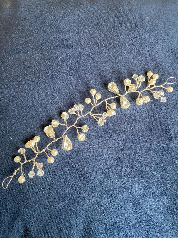 Swarovski Crystal Bridal Hair Vine: Pearl & Gem Hair Pins - Etsy display picture 3