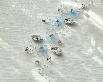 Something Blue Wedding Hair Pins: Swarovski Pearl & Rhinestone Bridal Hair Vine