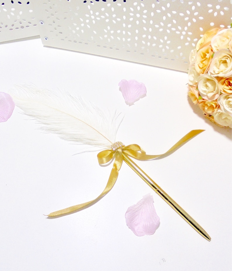 Pink Stainless Steel Feather Pen - Vintage Ballpoint Wedding Signing Pen, Fancy Gift For Office & Home Decor