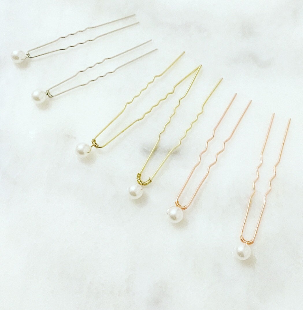 Bridal hair pins, pearl rose gold hair pins, wedding hair pins, pearl…