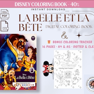 Disney La Belle et la Bête Målarbok|Skönheten och Odjuret|Mysteriemålarläggning efter nummer|Prinsessormålarbilder|Bonusspårning|iPad-målarläggning
