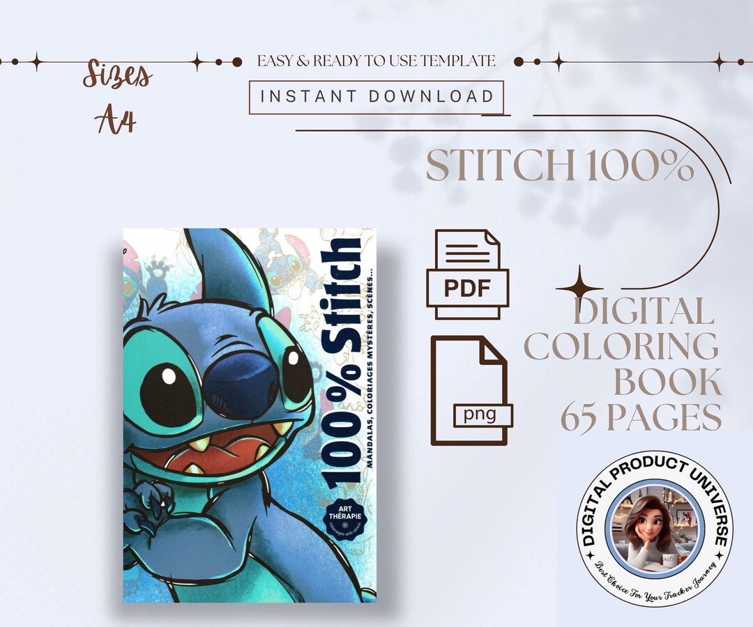 Cute Alien Color by Number Digital Coloring Book Stitch| Adult Mystery ...