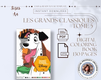Fiabe classiche da colorare con i numeri, libro da colorare digitale, tomo 5 | Pagine da colorare misteriose per adulti | PDF e PNG stampabili | Disegni da colorare Disney