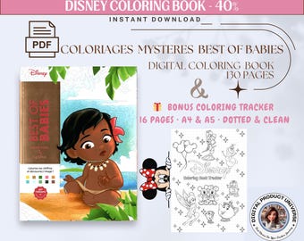 Disney Coloriages Mysteres Best of Babies Libro da colorare per adulti | Colore misterioso in base ai numeri PDF | Pagine da colorare digitali | Bonus Coloring Tracker