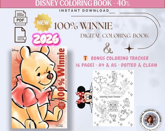 Libro da colorare per adulti Winnie the Pooh al 100% | Colora con i numeri | Pagine da colorare digitali | Bonus Coloring Tracker | Novità 2026