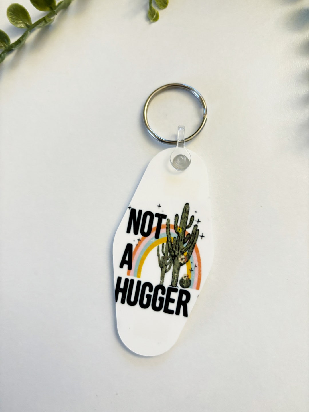 Not a Hugger Keychaincactus Keychainfunny Keychainvintage Motel