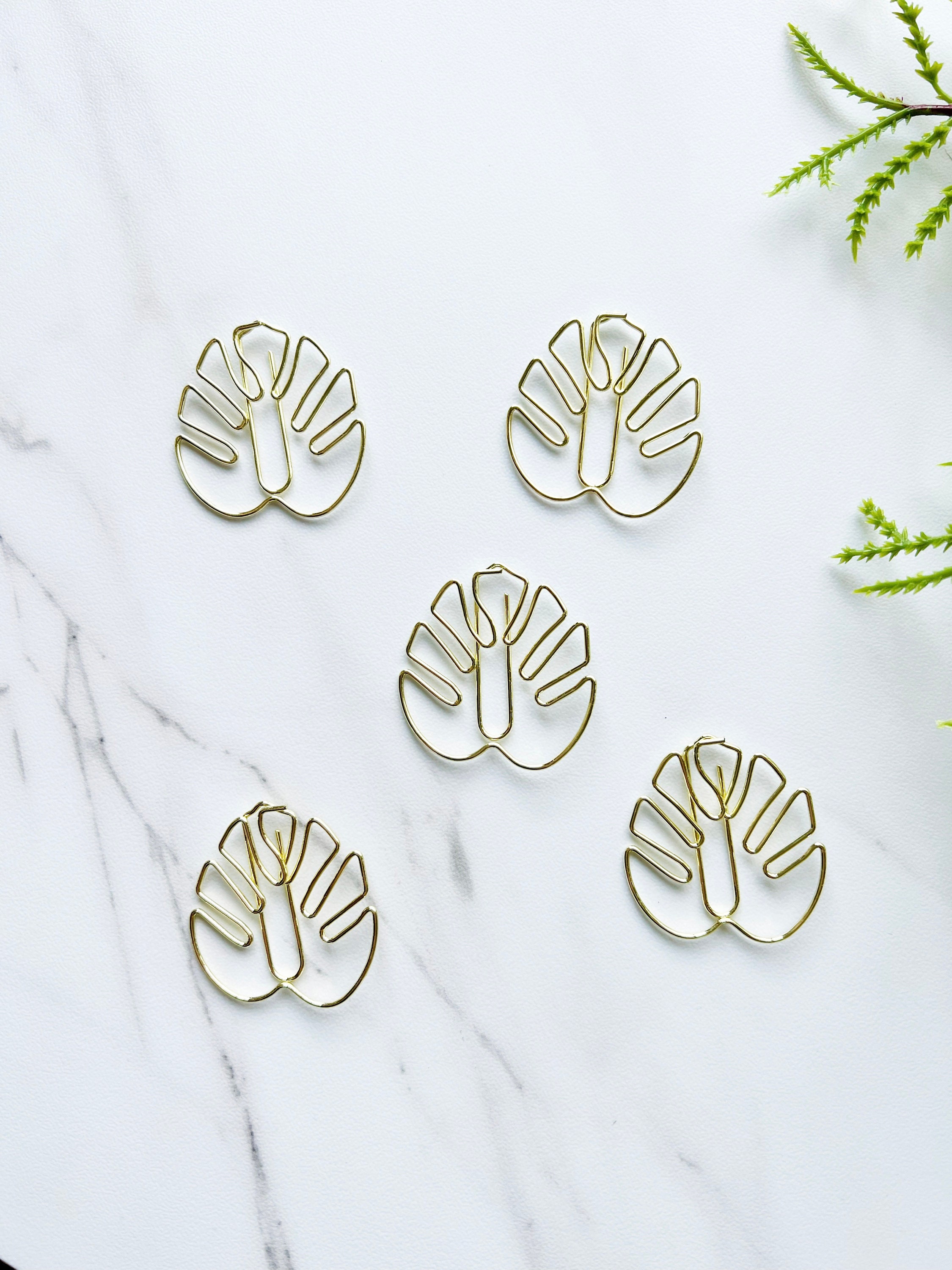 Gold Monstera Leaf Paper Clipspage Markergold Tropical Leaf Etsy