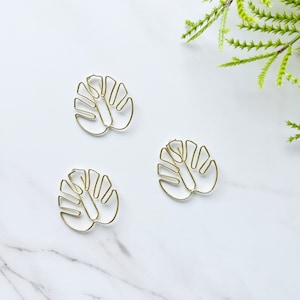 Gold Monstera Leaf Paper Clips|Page marker|Gold Tropical Leaf Paper Clips|Planner clip|Leaf Shaped Paper Clips|Gold Monstera Planner Clips