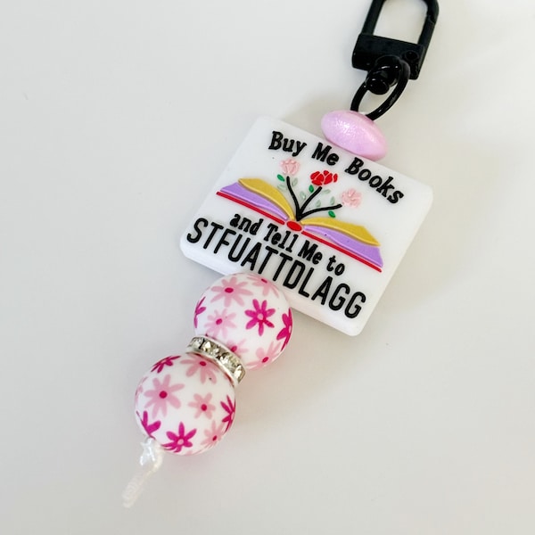 kindle charm|Buy me books charm|STFUATTDLAGG|Smut charm|Booktok keychain|Book lover gift|Kindle girlie|Book babe|Pink floral keychain|gift