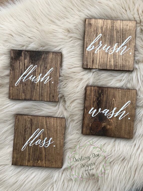 Bathroom Wall Decor Kid Bathroom Rustic Decor Wash Brush Etsy