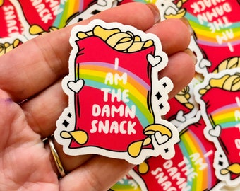 I am the damn snack sticker|Retro sticker|Snarky sticker|Gift for her|Kindle sticker|Inappropriate sticker|snack sticker|Chip sticker