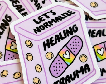 Lets normalalize healing trauma sticker|Trauma sticker|Retro sticker|Healing sticker|Bandaid sticke|Kindle sticker|waterbottle sticker|Funny