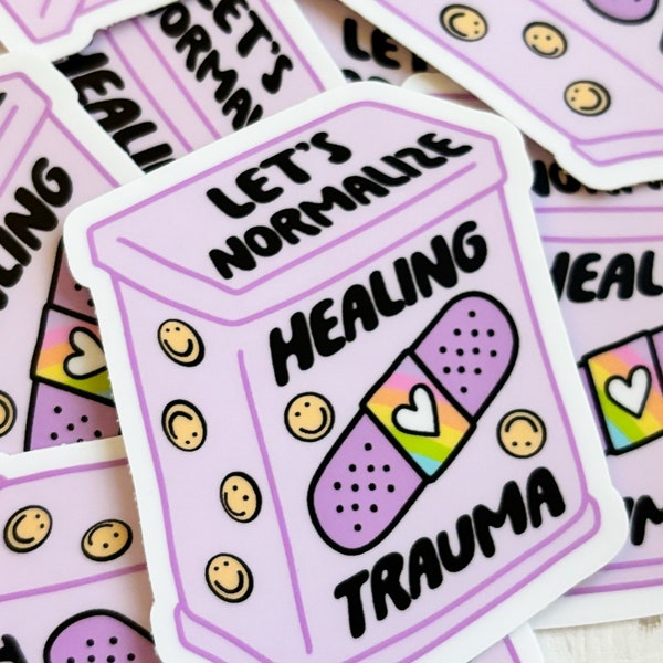 Lets normalalize healing trauma sticker|Trauma sticker|Retro sticker|Healing sticker|Bandaid sticke|Kindle sticker|waterbottle sticker|Funny