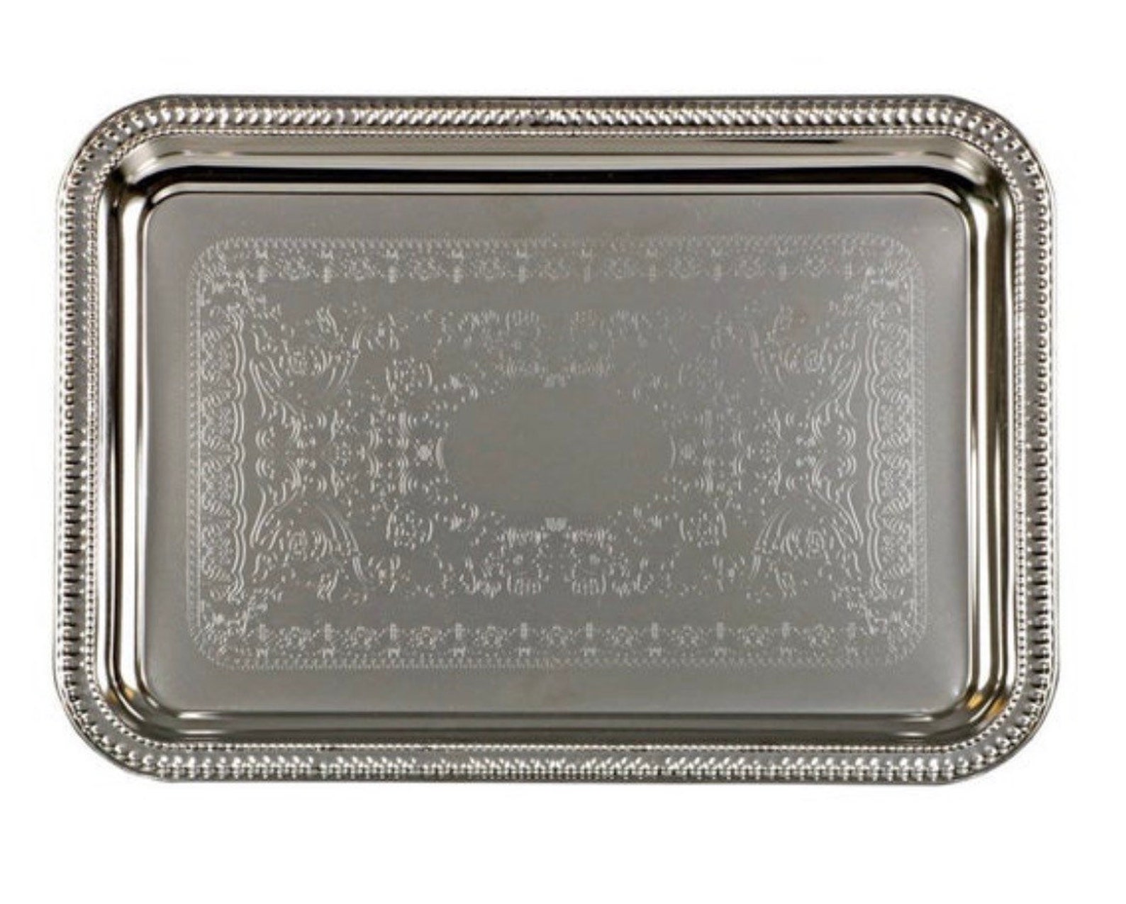 Nickel Plated Etched Serving Trays Rectangle Oval Metal Trays Etsy